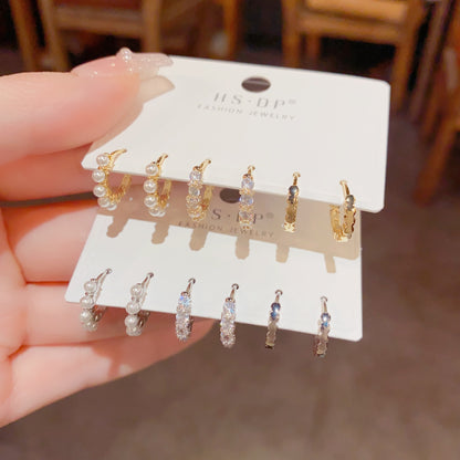 珍珠鋯石小巧簡約耳扣－商品主圖｜https://igowo.tw/