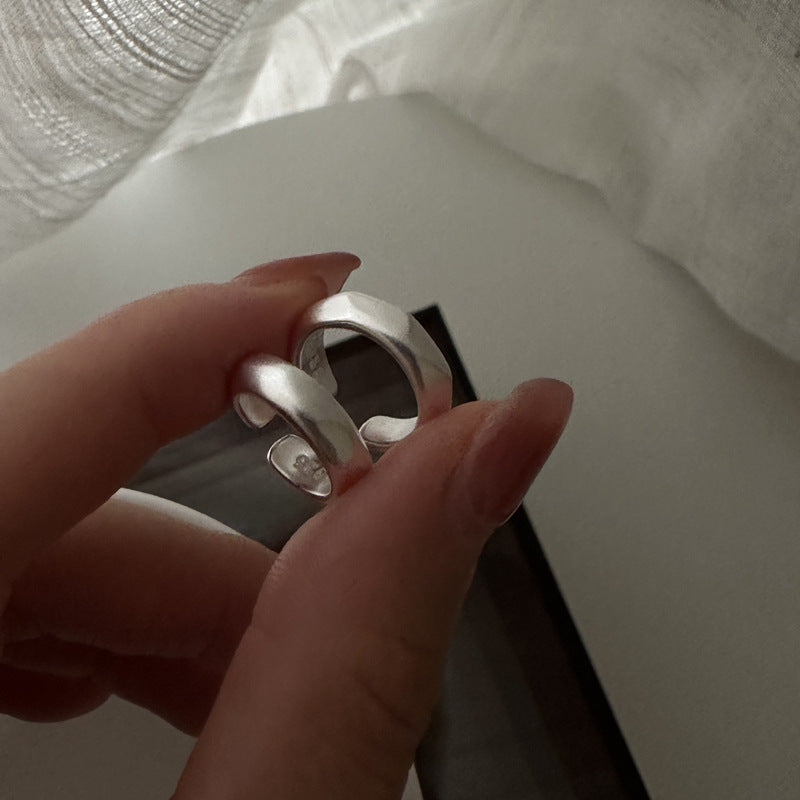 S925純銀韓版小眾設計感啞光個性菱角耳環韓國風簡約時尚感耳飾品