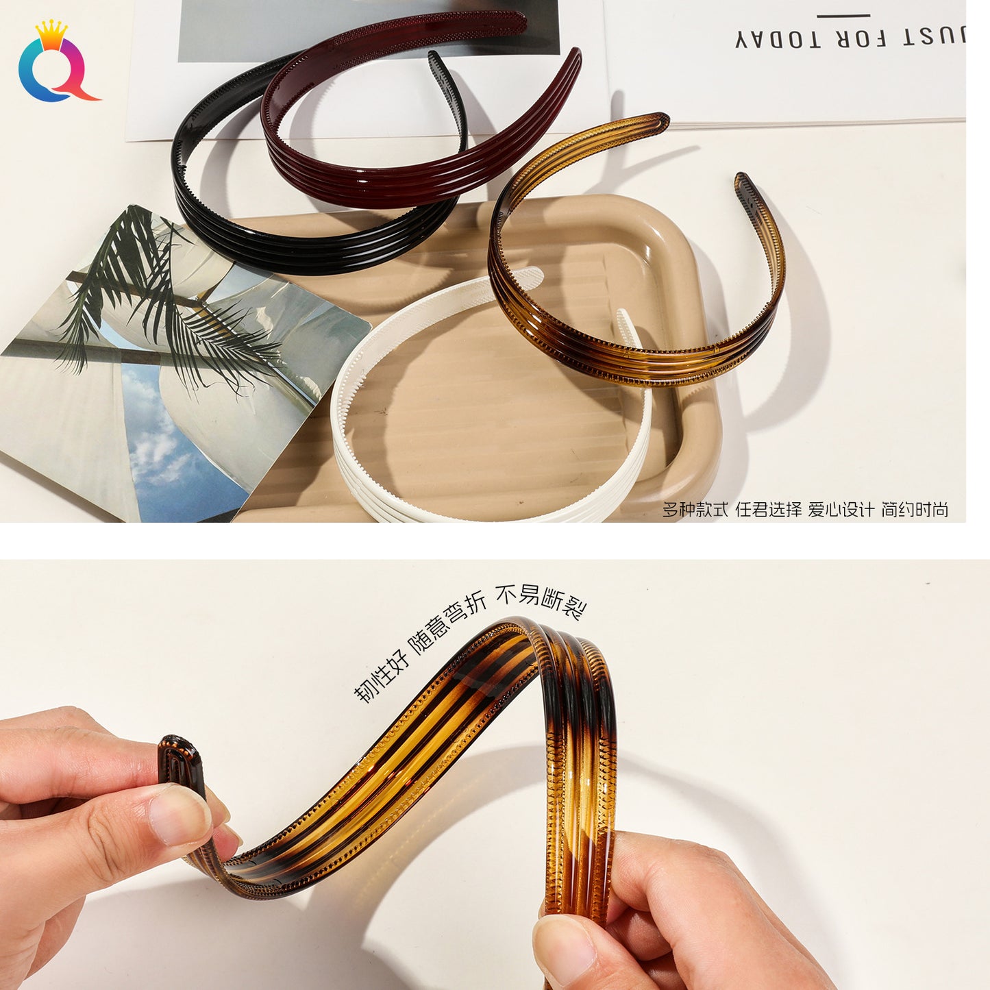 格紋復古簡約髮箍－第二視角實拍｜https://igowo.tw/