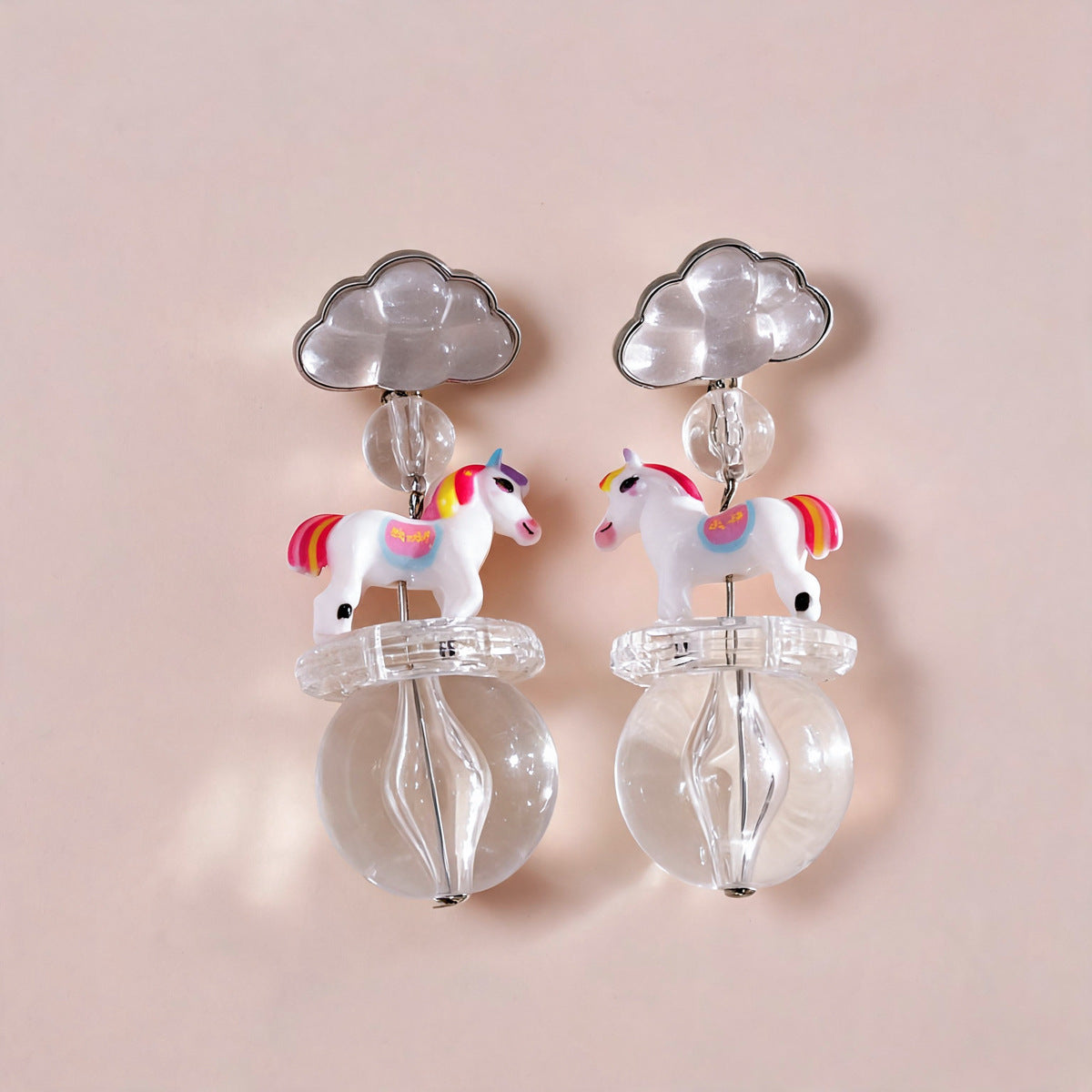 壓克力雲朵圓形耳釘