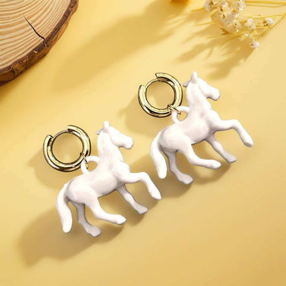 不鏽鋼小馬垂墜耳環