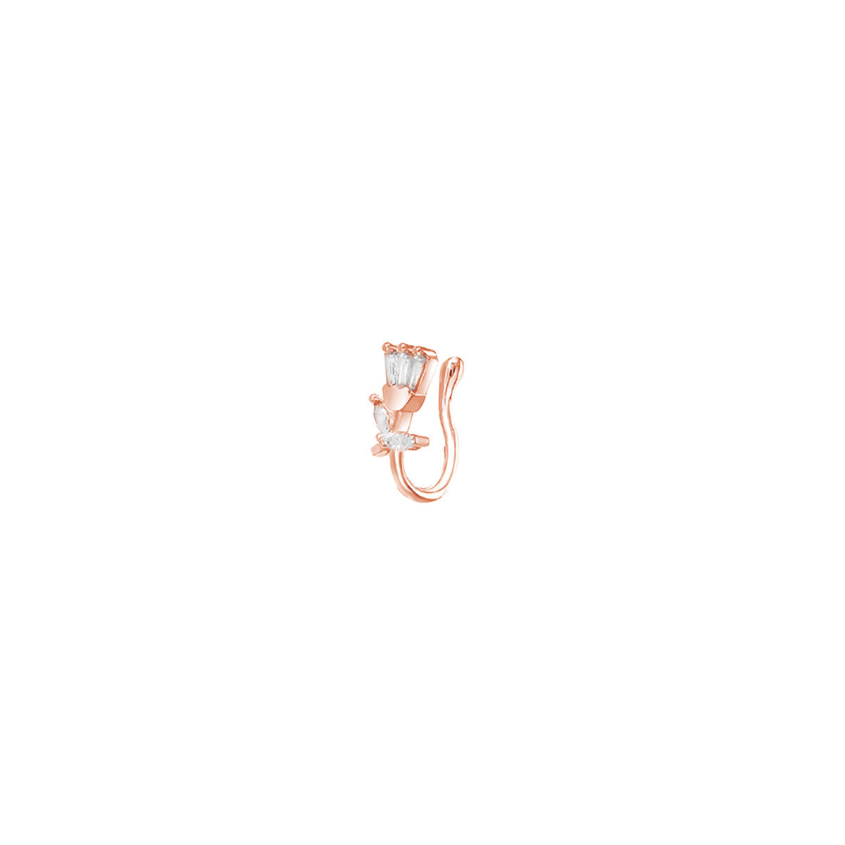 樹葉玫瑰鑲鑽簡約飾品－5（玫瑰金）款細節｜https://igowo.tw/