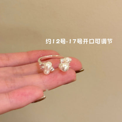 珍珠鋯石可調式戒指－10#戒指-銀色款細節5｜https://igowo.tw/