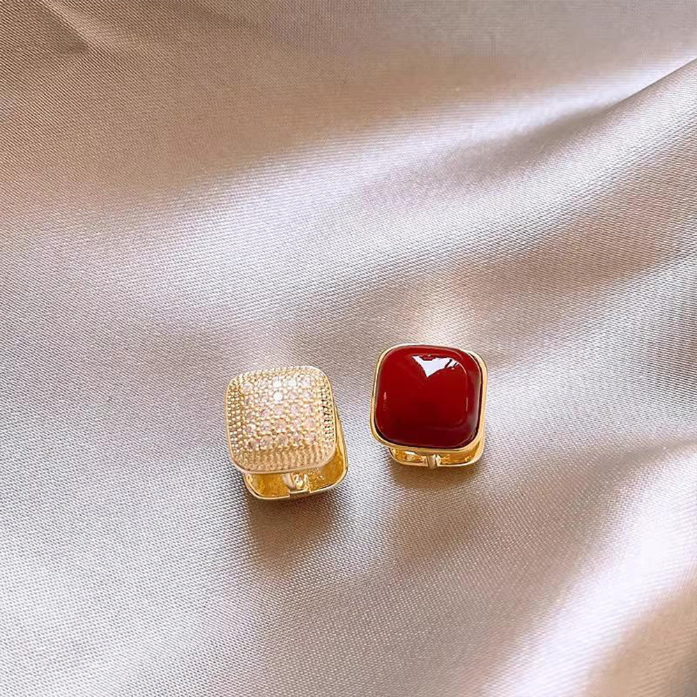 復古紅琺瑯愛心耳環－細節特寫61｜https://igowo.tw/