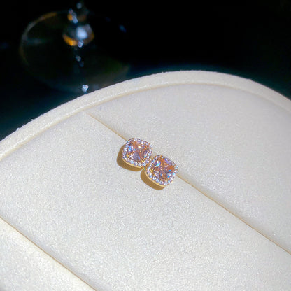 金色鋯石花朵復古耳環