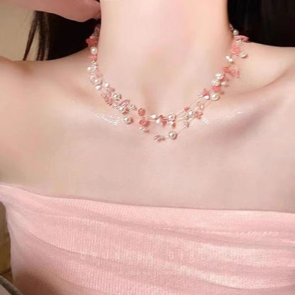 夏日彩色星星串珠吊墜項鏈女甜美小清新鎖骨鏈度假風小眾百搭項飾