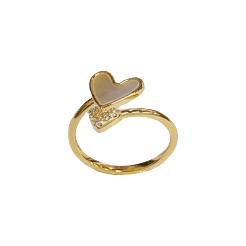 鋯石貝殼可調式戒指