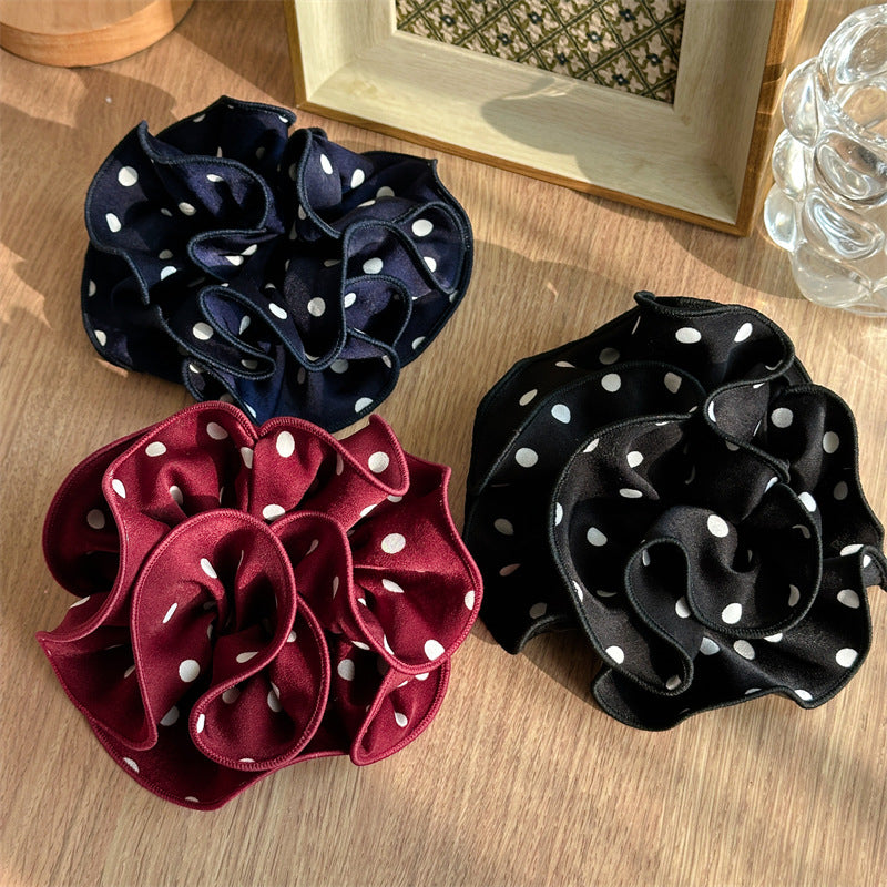 紅色波點復古髮圈－商品主圖｜https://igowo.tw/