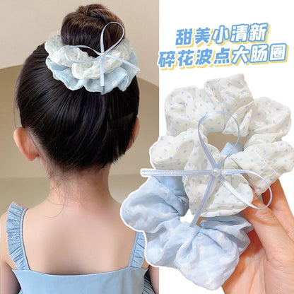 藍色大腸圈蝴蝶結髮圈－商品主圖｜https://igowo.tw/
