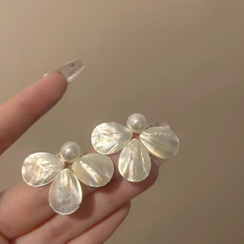 銀針鋯石樹脂珍珠花朵煙花耳釘小清新甜美溫柔耳環小眾設計感耳飾