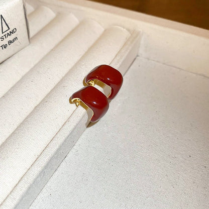 銀針安可拉紅色滴油愛心耳環小眾時尚氣質耳扣港風簡約高級感耳飾