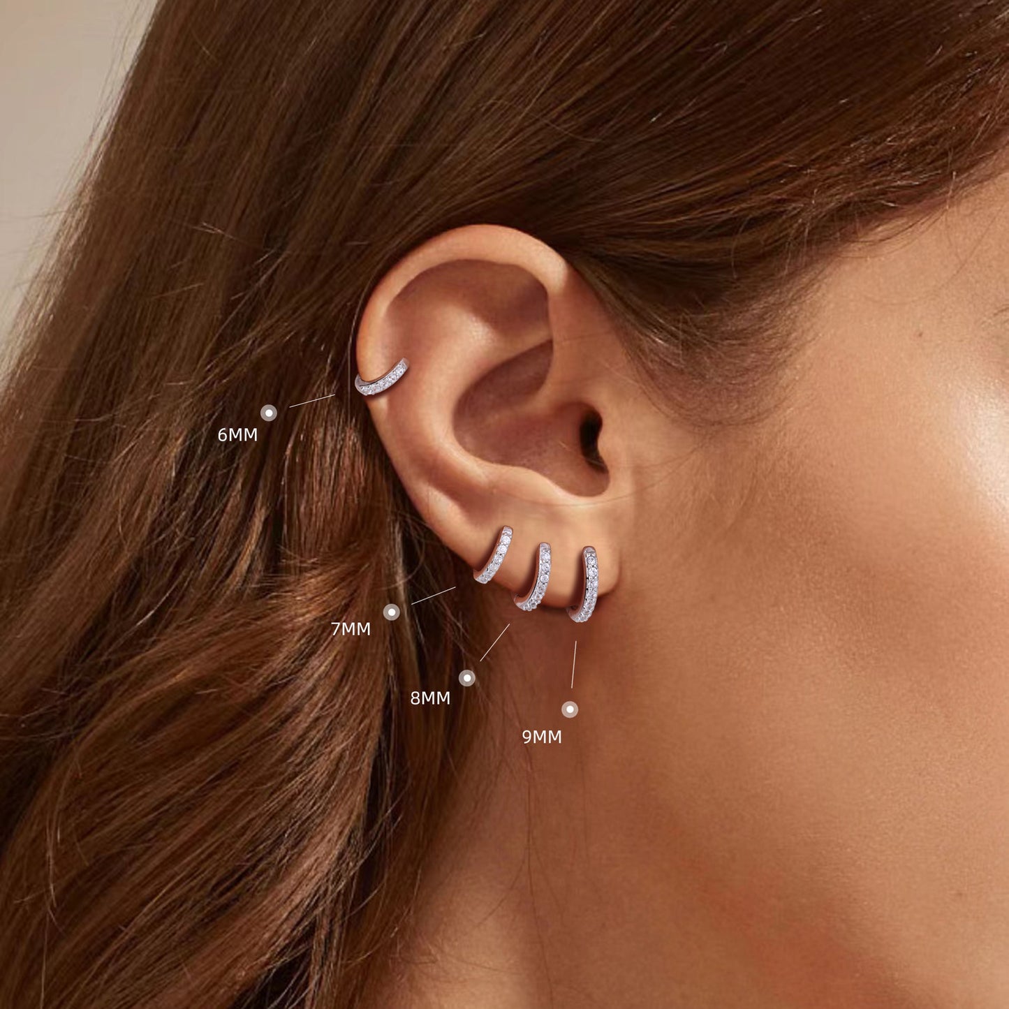S925 耳環鑲鋯石圓形耳圈耳飾亞馬遜熱賣經典款飾品