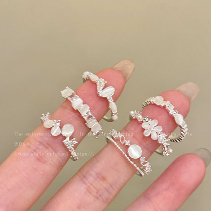 貓眼石愛心多層戒指－商品主圖｜https://igowo.tw/