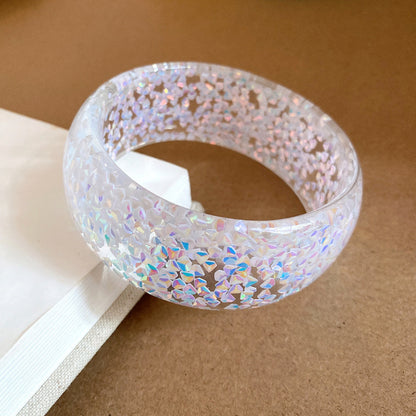 歐美跨境碎花紋彩色樹脂手鐲個性時尚潮流手環輕奢小眾設計感手飾