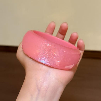歐美跨境碎花紋彩色樹脂手鐲個性時尚潮流手環輕奢小眾設計感手飾