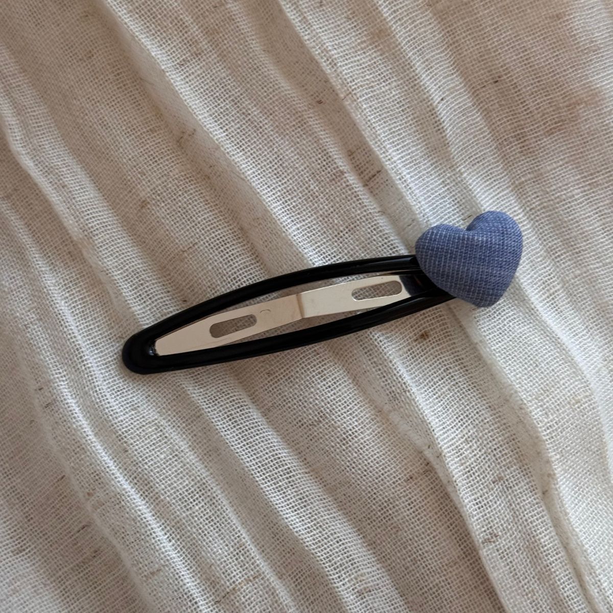 布面愛心格紋髮夾