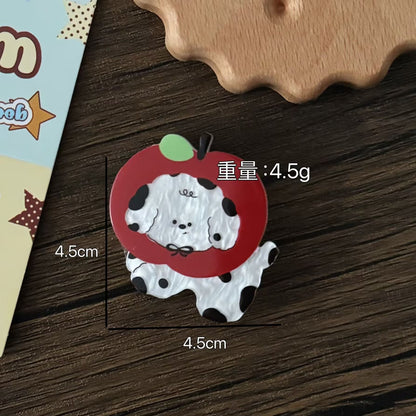 壓克力蘋果小狗髮夾