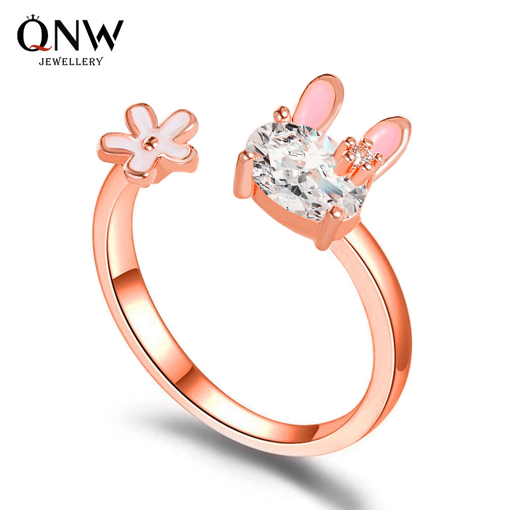 兔子花朵戒指－商品主圖｜https://igowo.tw/