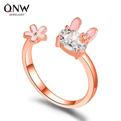 兔子花朵戒指－商品主圖｜https://igowo.tw/