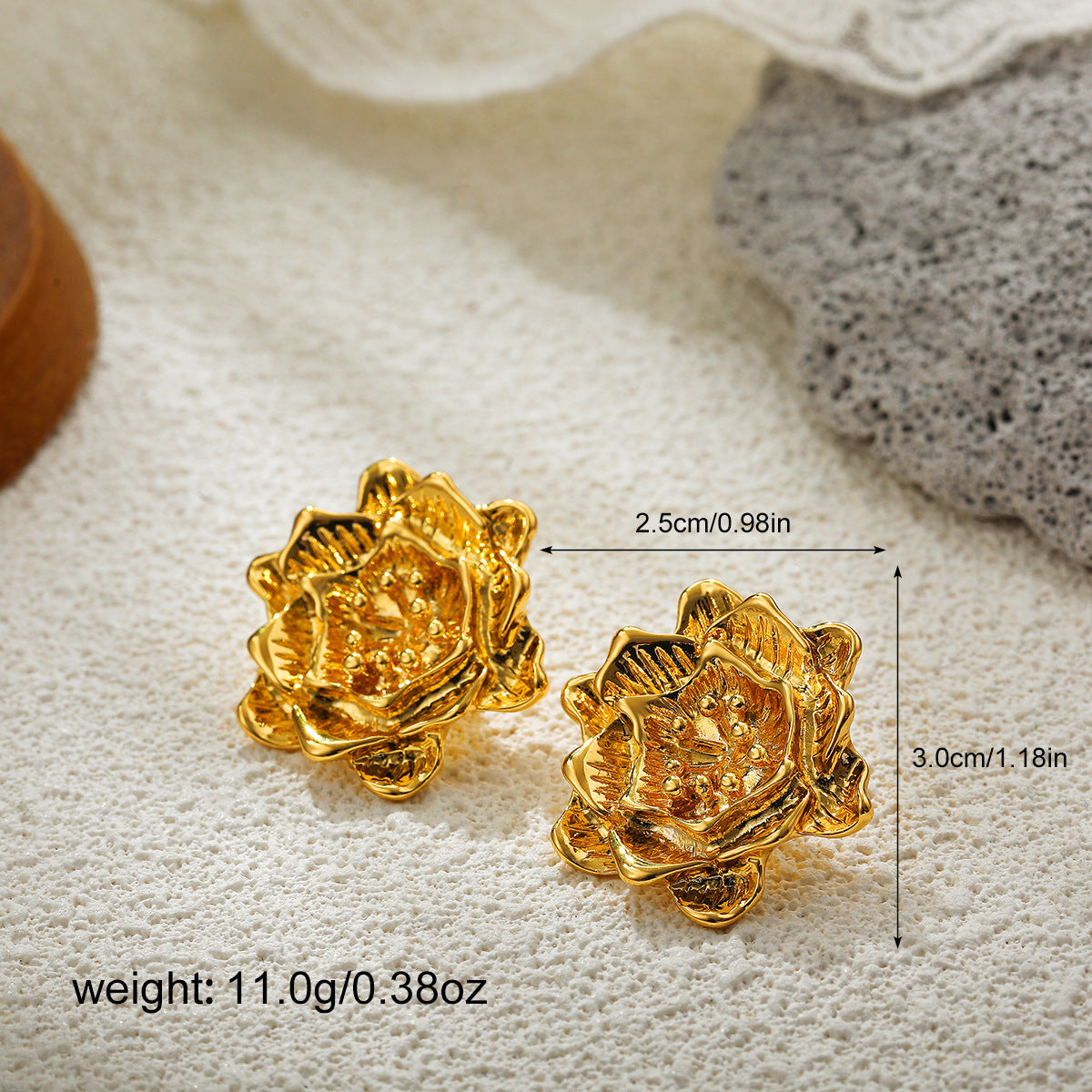 金色太陽花復古耳釘