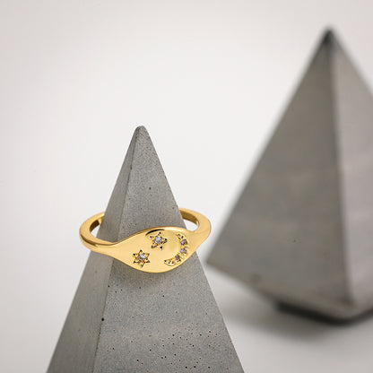金色鋯石別針微鑲戒指