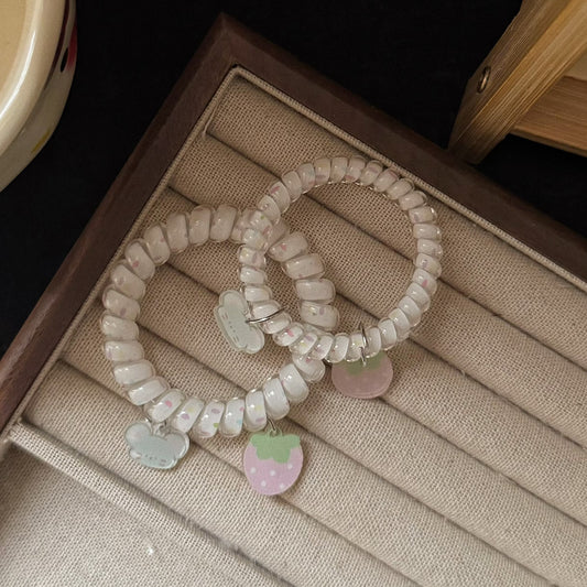 藍色草莓波點髮圈－商品主圖｜https://igowo.tw/
