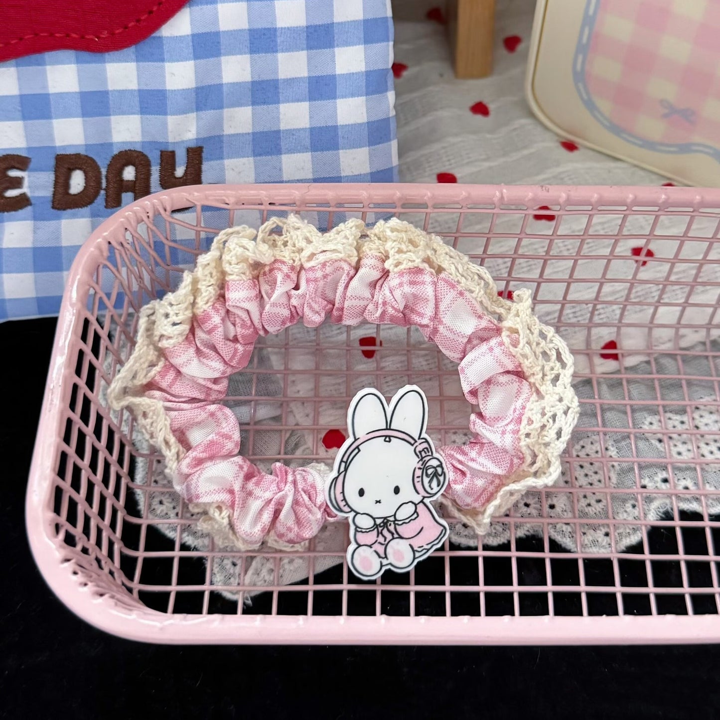 粉色兔子髮圈