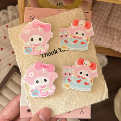 粉色壓克力領結髮夾－商品主圖｜https://igowo.tw/