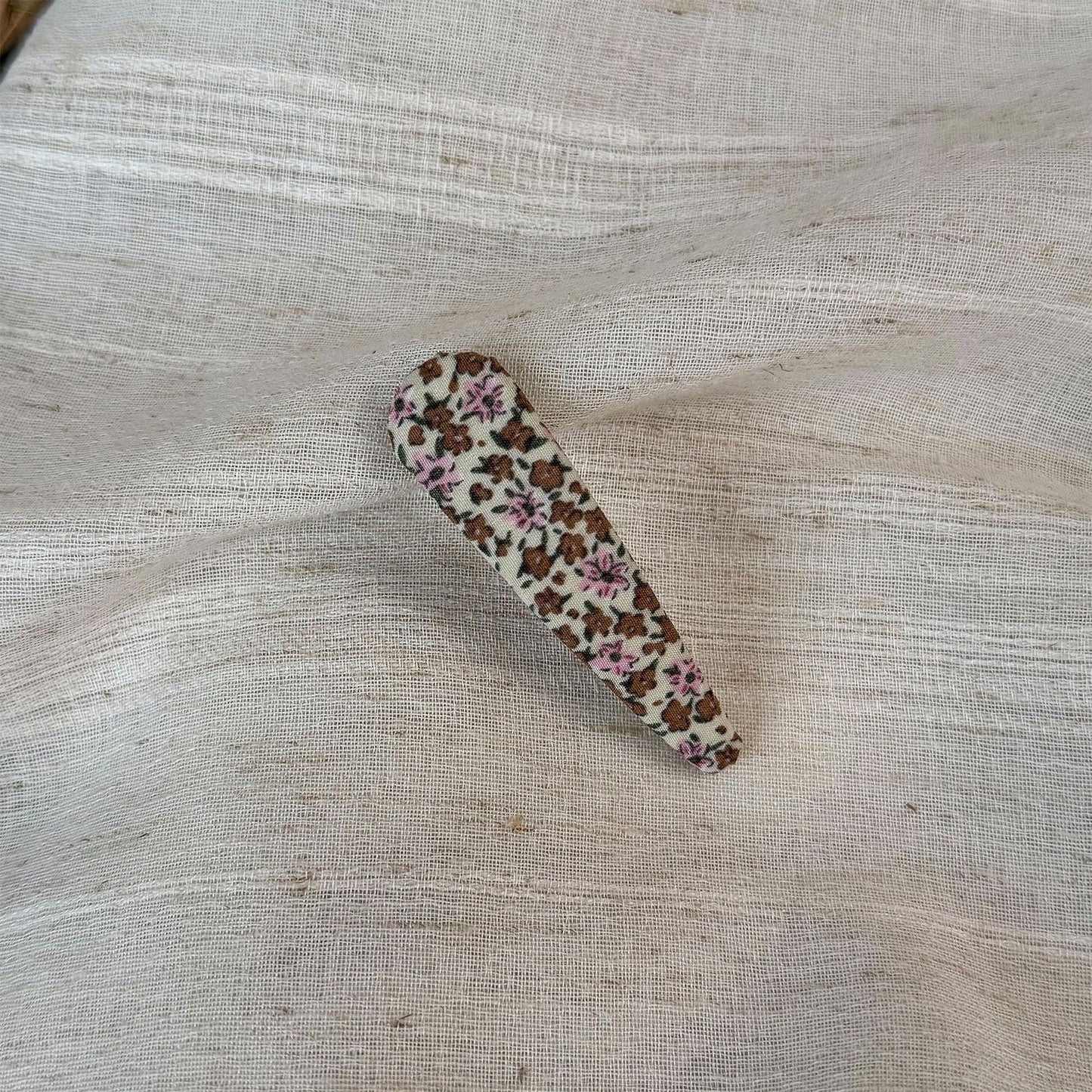 布面碎花橢圓簡約髮夾