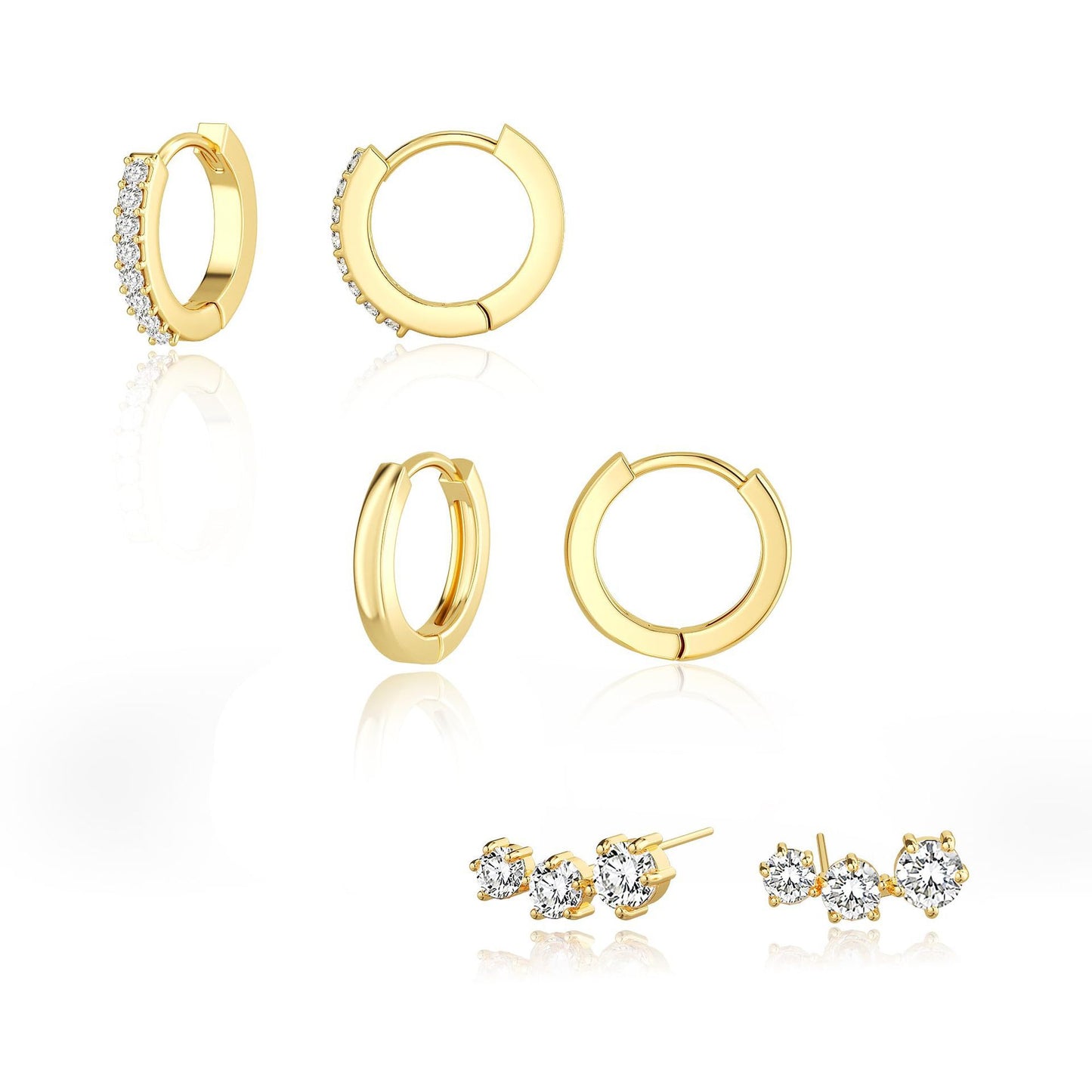 金色微鑲耳釘組