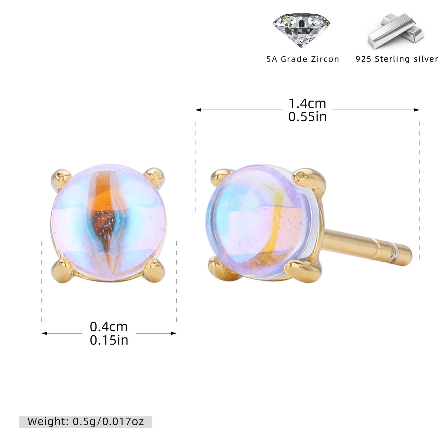 S925 耳釘簡約四爪鑲石耳飾個性小眾百搭冷淡風飾品