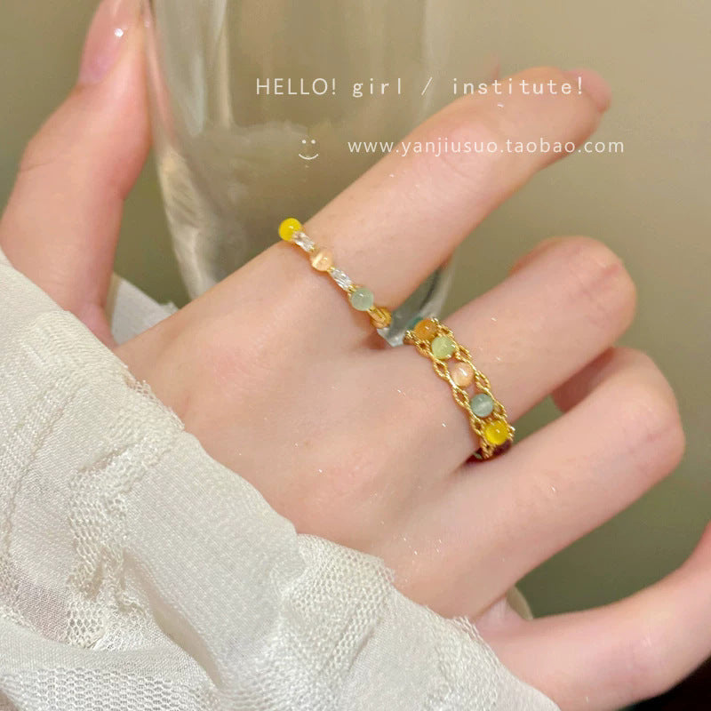 繽紛貓眼石可調式戒指－商品主圖｜https://igowo.tw/