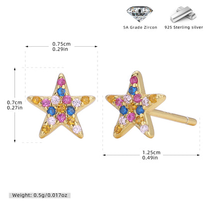 S925 新款耳釘時尚百搭鑲彩鋯耳飾輕奢個性小眾高級感飾品