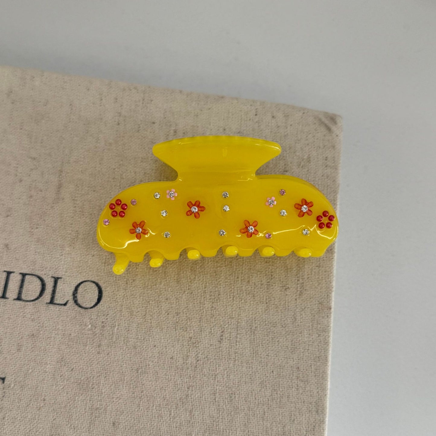 愛心簡約髮夾－粉色立體花朵中號款細節｜https://igowo.tw/