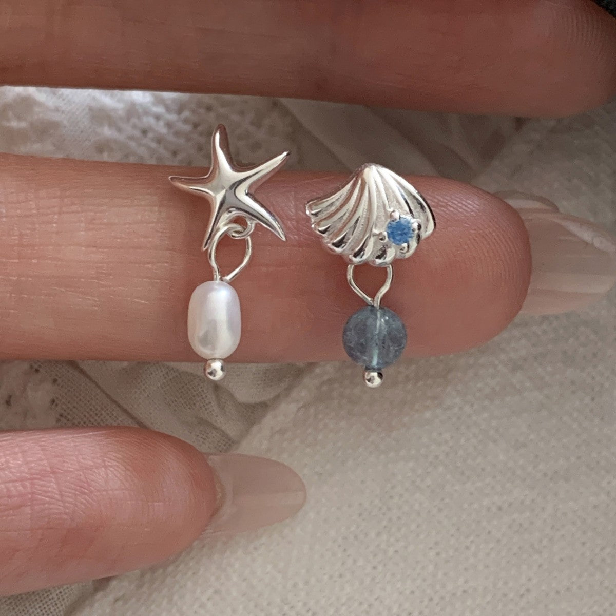 珍珠海星貝殼簡約耳環－商品主圖｜https://igowo.tw/