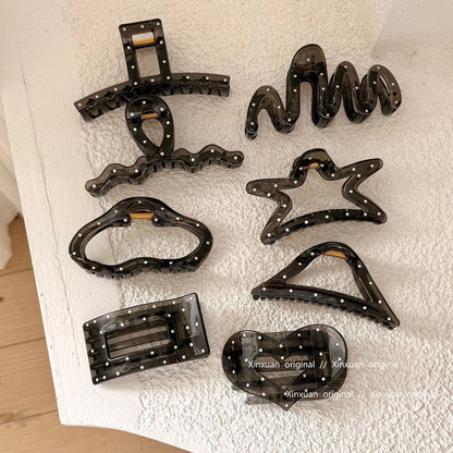 波點星星鯊魚夾－愛心款實拍｜https://igowo.tw/