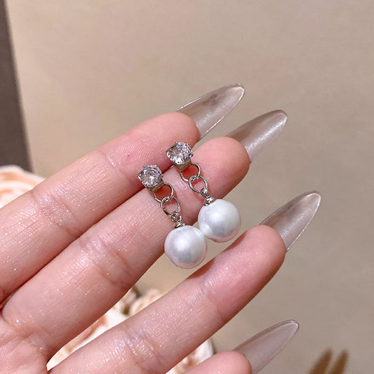 珍珠鋯石簡約耳墜－商品主圖｜https://igowo.tw/