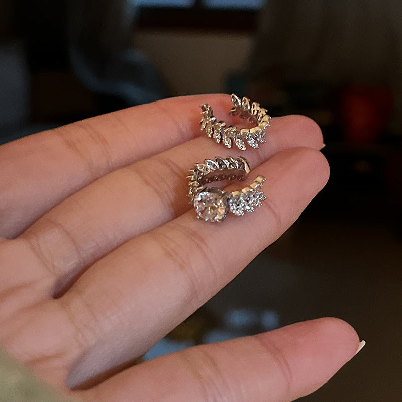 無耳洞耳骨夾鋯石圓形小眾設計時尚氣質耳夾輕奢高級感耳飾批發女