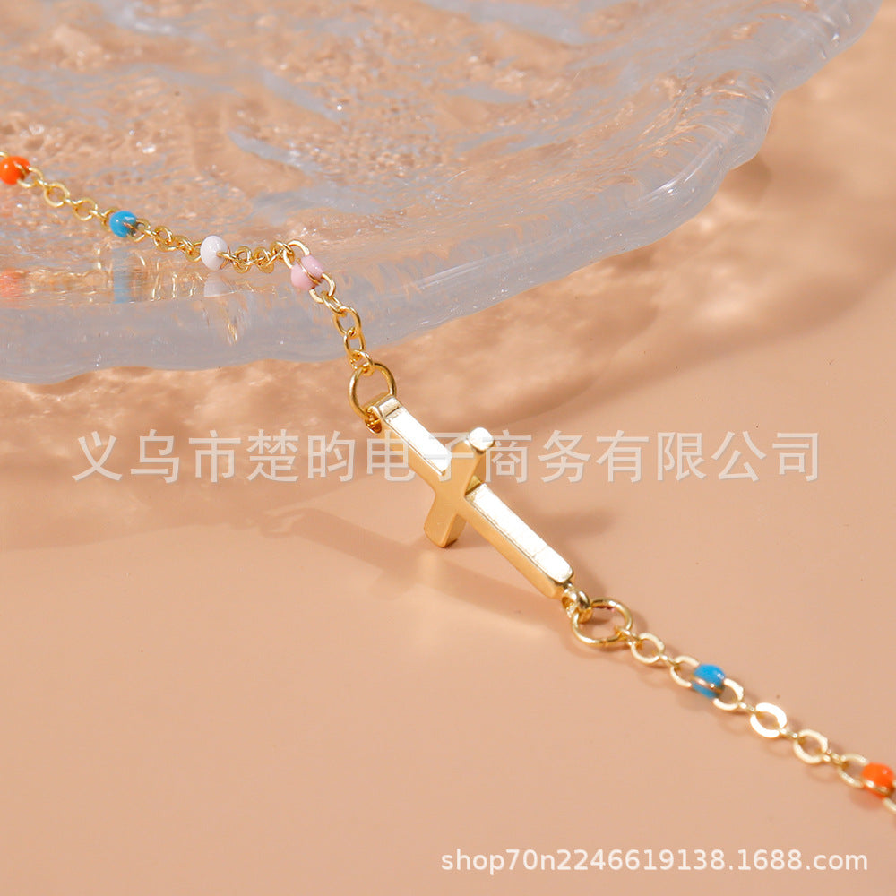 彩色十字架手鏈