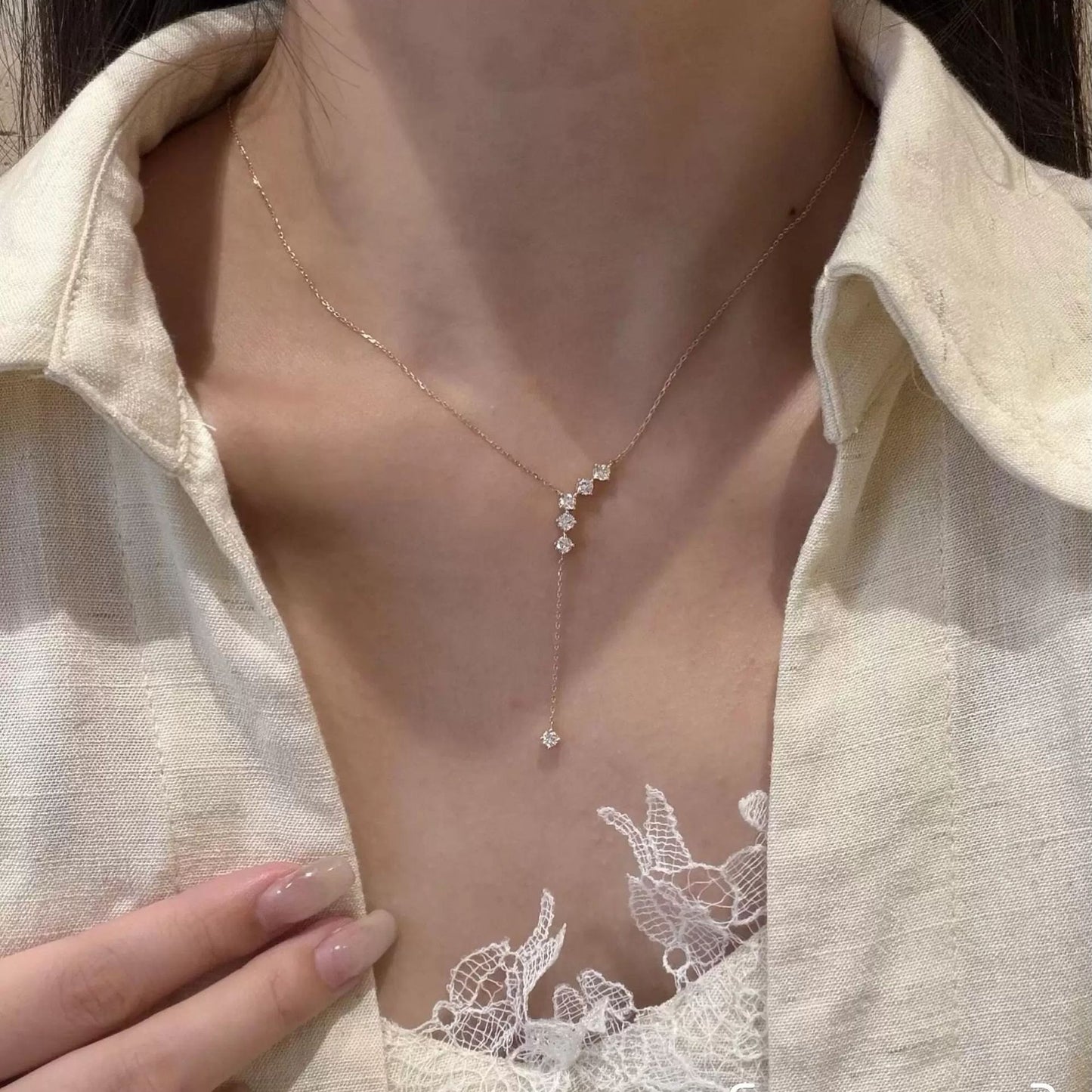 鋯石鈦鋼水滴墜飾項鍊－細節特寫26｜https://igowo.tw/
