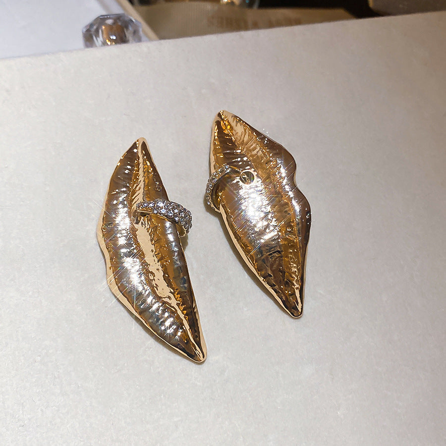 銀針鑲鉆性感嘴唇金屬耳釘個性歐美夸張耳環設計感小眾創意耳飾女
