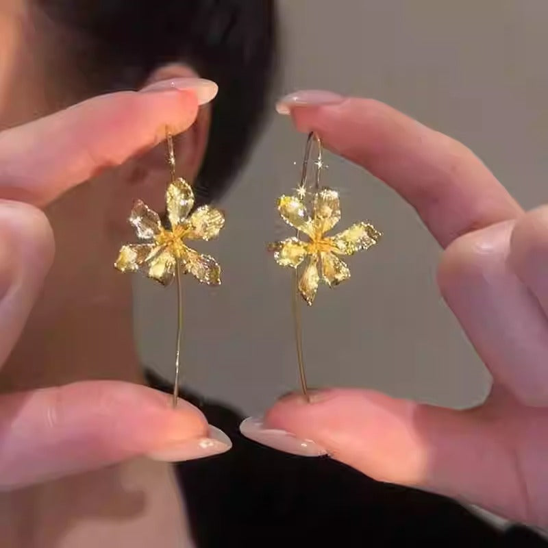 復古花朵長款耳環