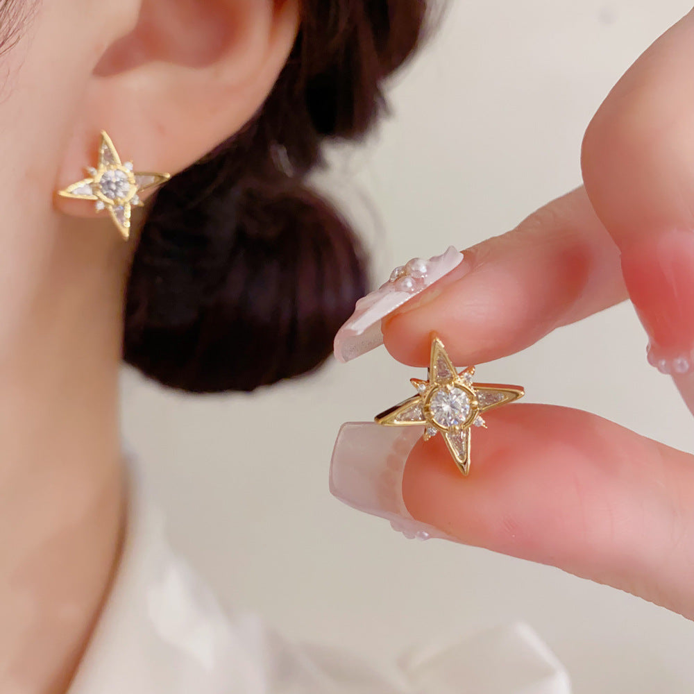 鋯石星星小巧簡約耳釘－商品主圖｜https://igowo.tw/