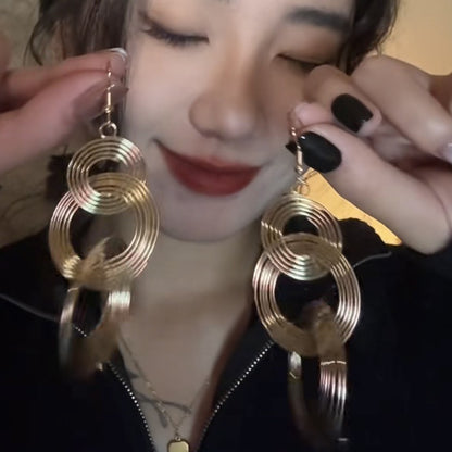 銀針法式復古金屬幾何吊墜耳釘輕奢高級感耳環設計感小眾耳飾批發