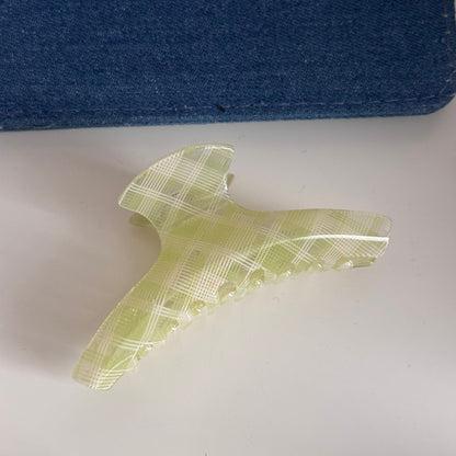 綠色格紋簡約鯊魚夾