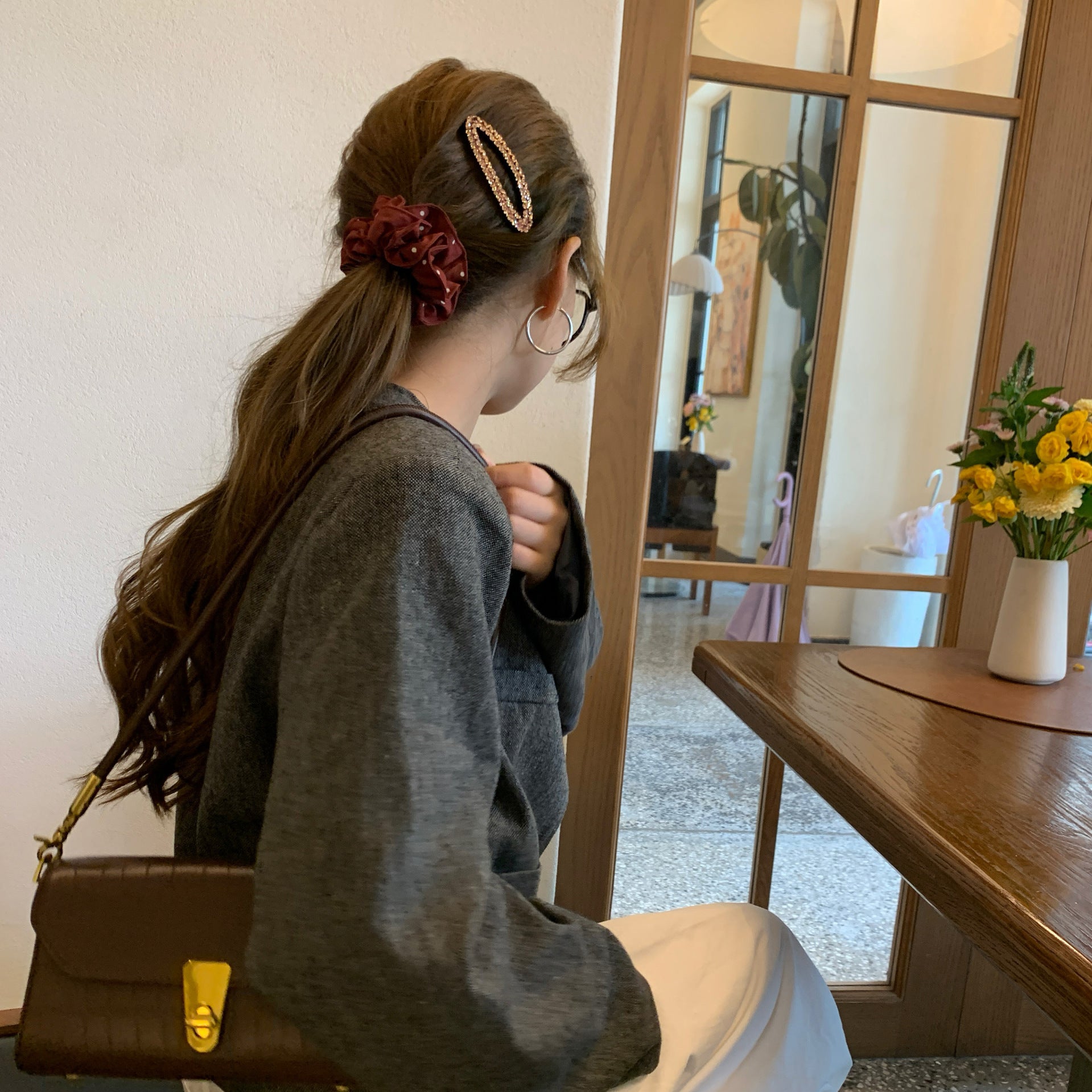 大腸圈雙層復古髮圈－藍色款實拍｜https://igowo.tw/