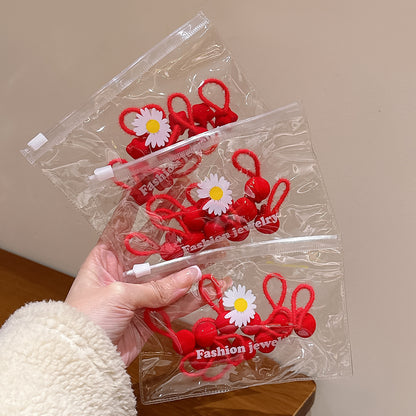 紅色復古髮圈－細節特寫1｜https://igowo.tw/