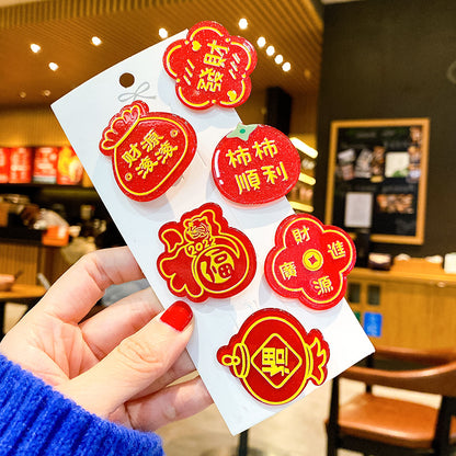 紅色壓克力髮夾－商品主圖｜https://igowo.tw/