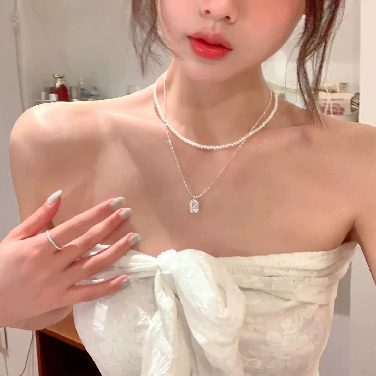 鋯石鈦鋼水滴墜飾項鍊－細節特寫28｜https://igowo.tw/
