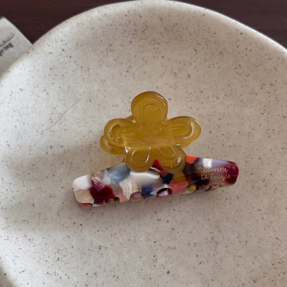 撞色醋酸板材花朵髮夾